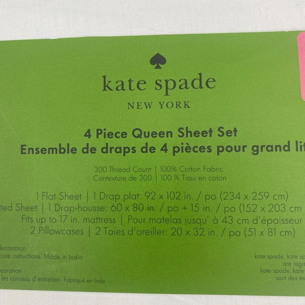 Kate Spade Sheet Set QUEEN Powder Blue 100% Cotton Sateen Solid Color Crisp